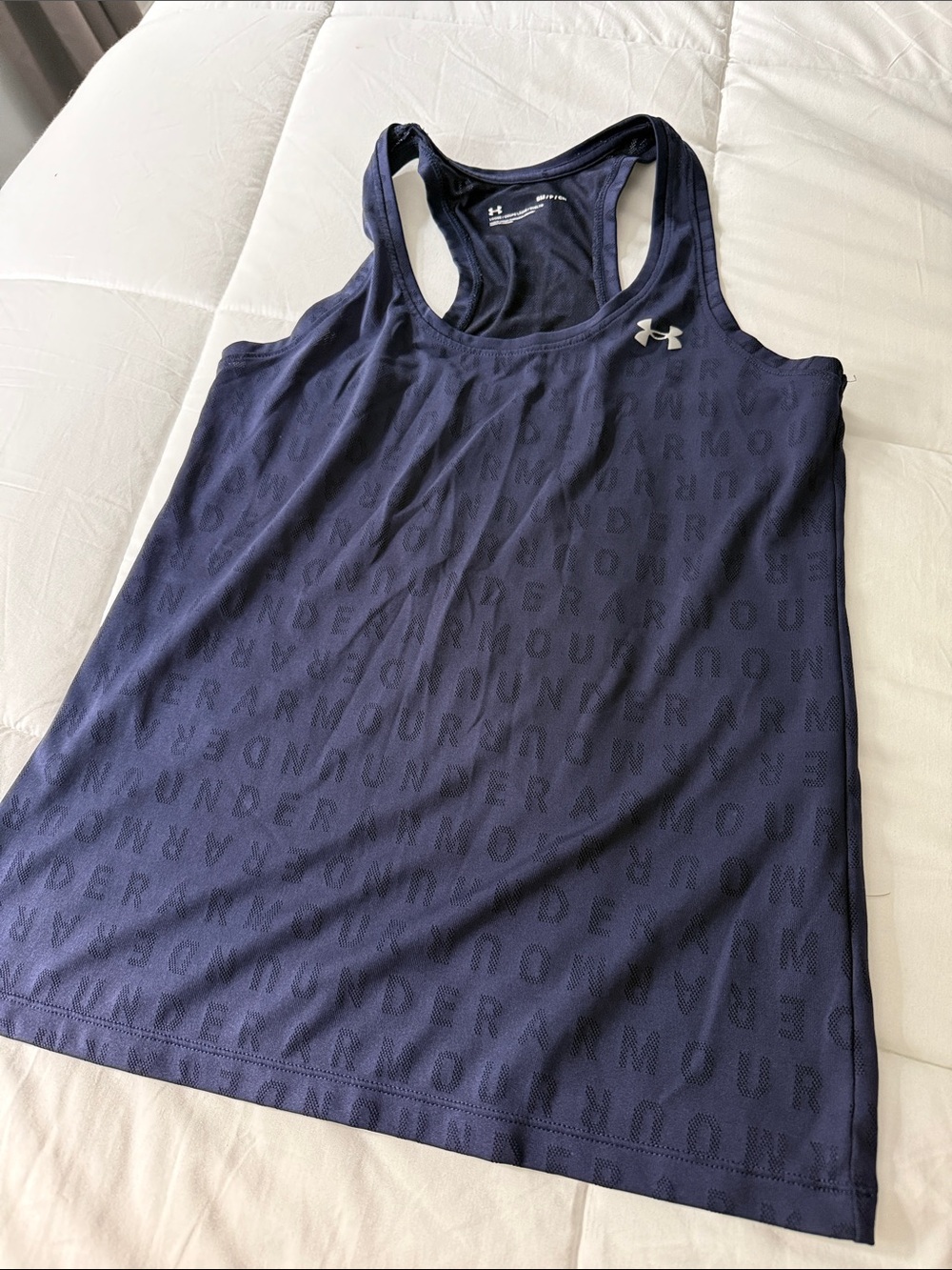 Under Armour Navy Text-Print Racerback Tank